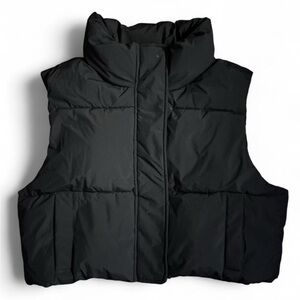 Garage Cropped Navy Blue Mini Puff Vest